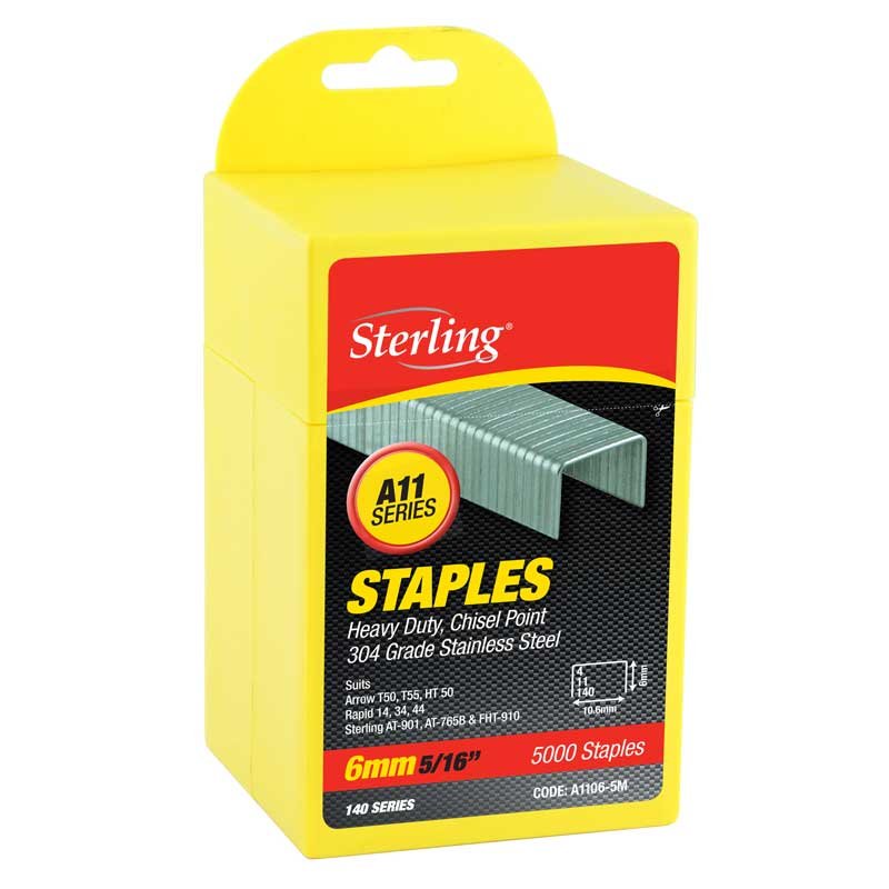 Sterling 140 Series Plastic Box Staples 6mm x 5000