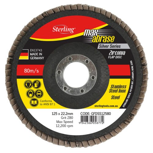 Maxabrase Flap Disc Silver Inox-Stainless 100mm x ZK120 Grit