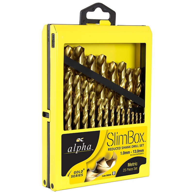 Alpha Drill Set Gold Series Reduced Shank Metric 1.0 - 13mm 25pc