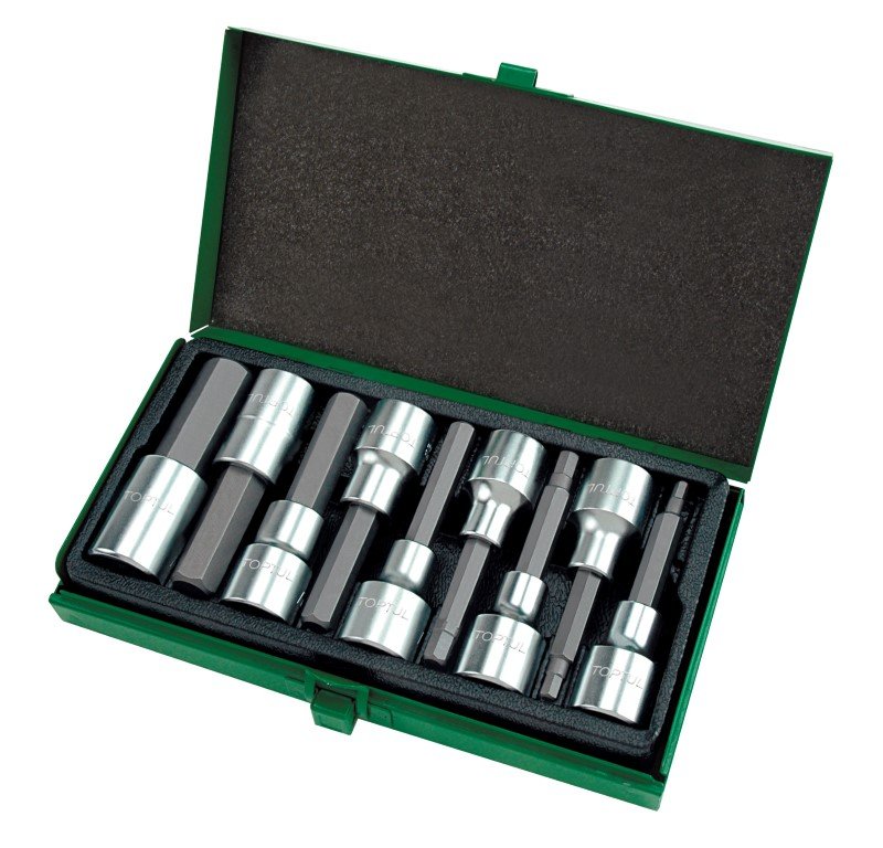 Socket Set 1/2"Dr 9pc Hex Bits Long 4-17mm