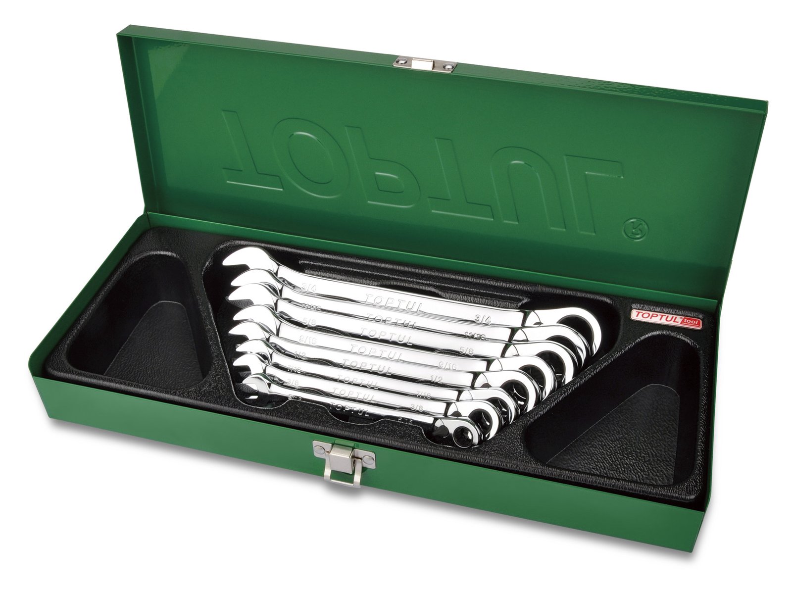 Wrench Rev Geared Set 8pc SAE 1/4"-3/4"