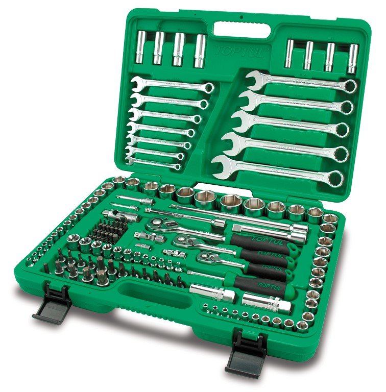 Socket Set 1/4",3/8",1/2"Dr 130pc SAE/MM