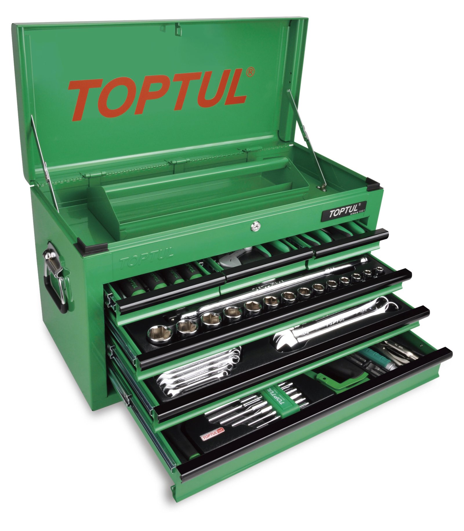 Tool Kit 120pc w/ 6 Drawer GREEN Top Box SAE/MM *IND*
