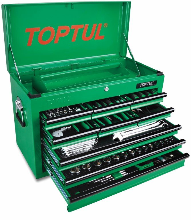 Tool Kit 186pc w/ 9 Drawer GREEN Top Box SAE/MM