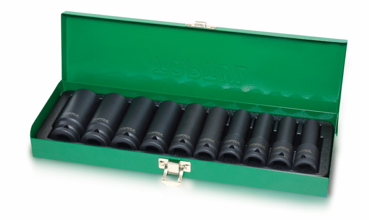 Socket Set Impact 1/2"Dr 10pc Deep 10-24mm