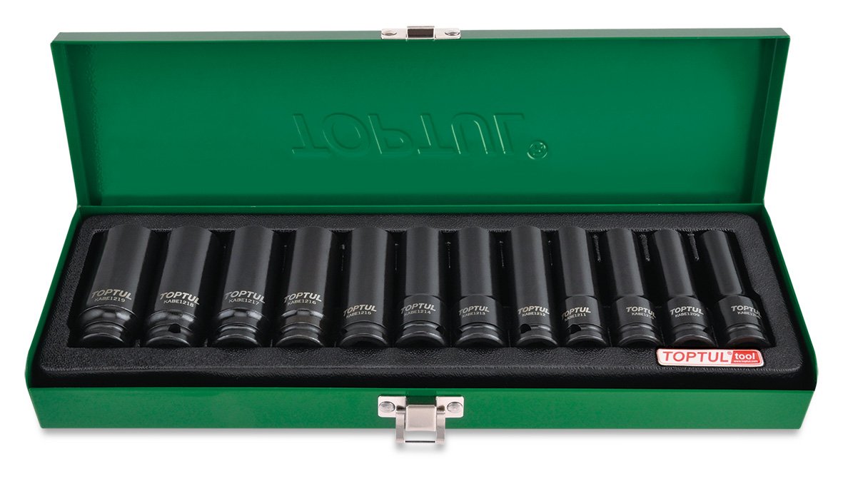 Socket Set Impact 3/8"Dr 12pc Deep 8-19mm
